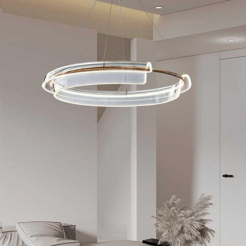 Feyran Iron Acrylic Circular Chandelier for Living Room