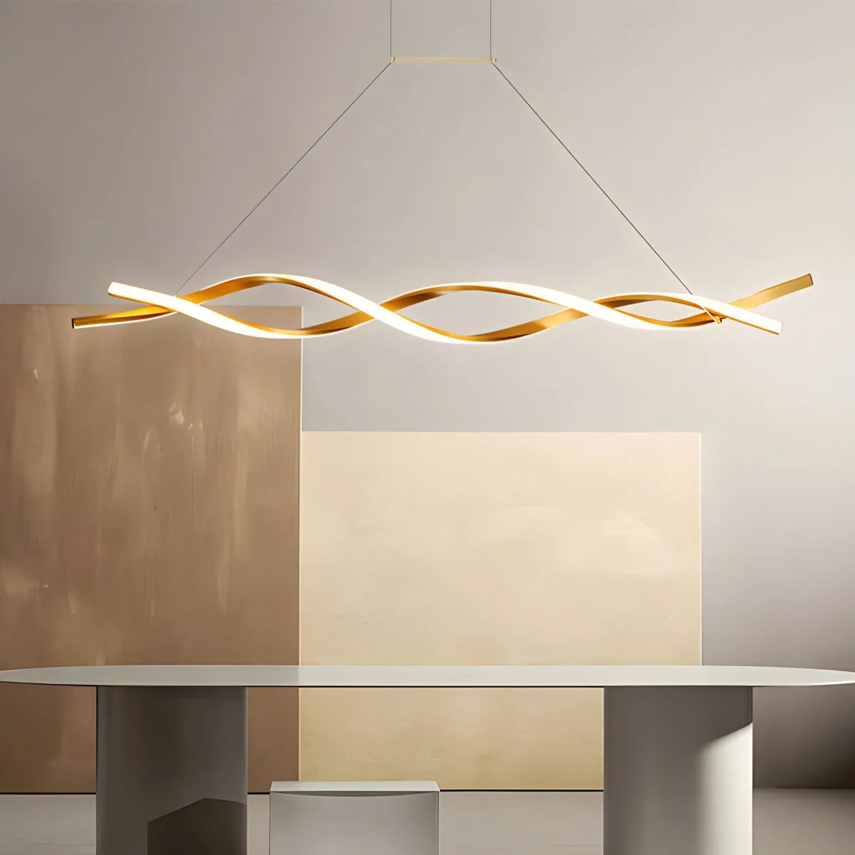 Feyran LED Linear Wave Chandelier for Dining Room
