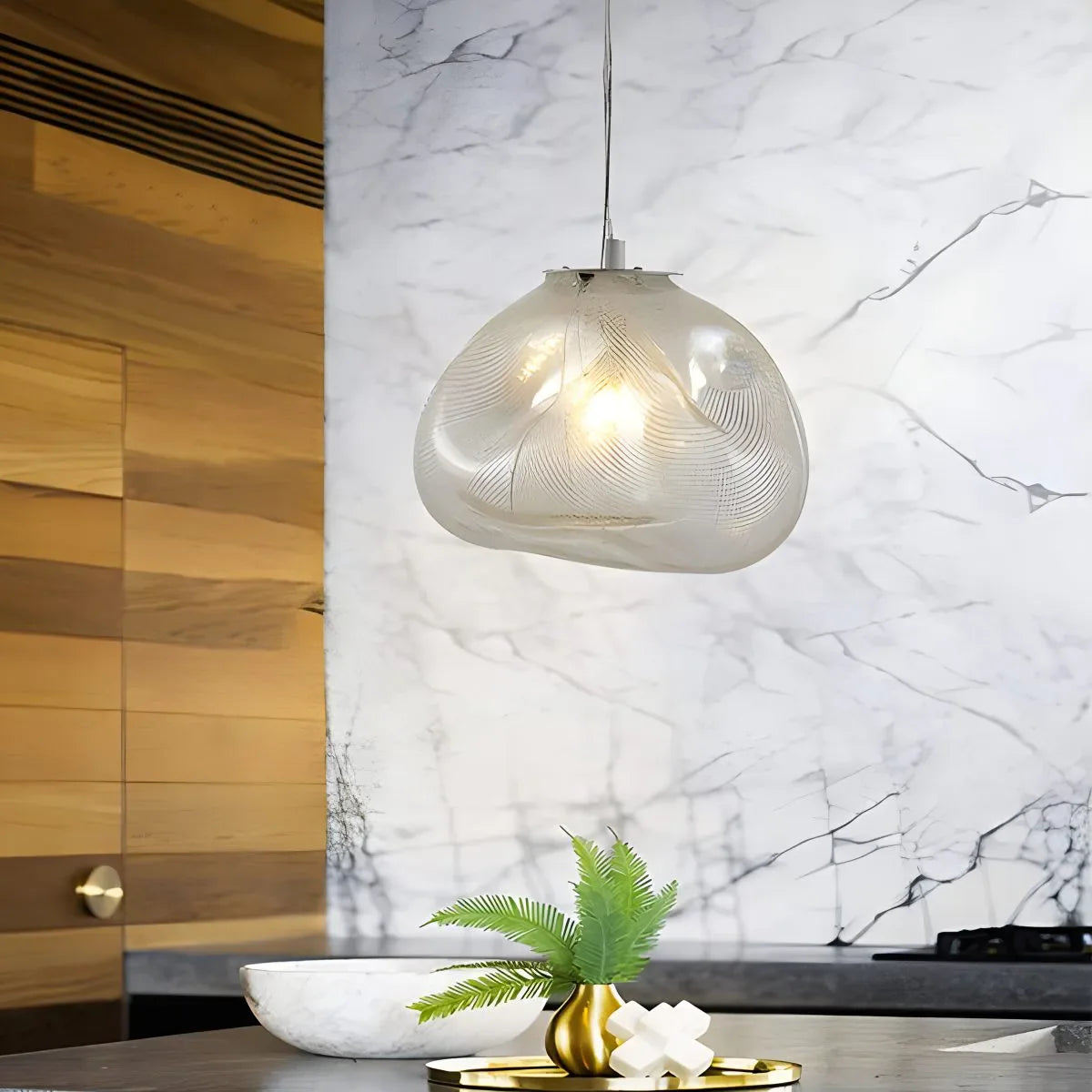Feyran Light Luxury Cloud Shape Glass Pendant Light