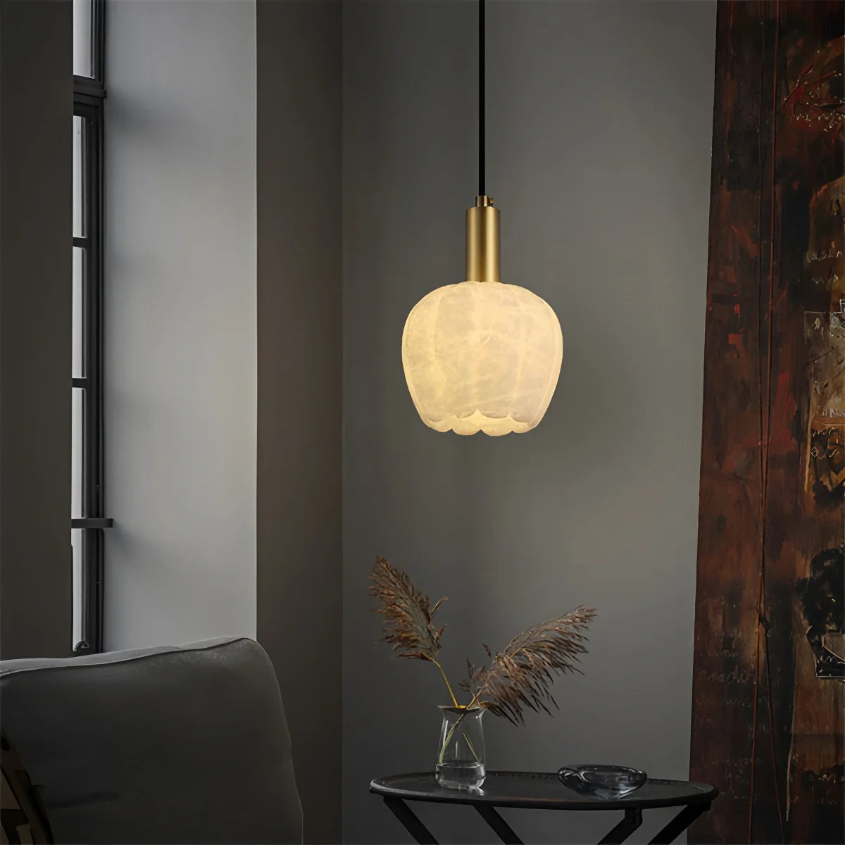 Feyran Flower Bud Shaped Spanish Alabaster Pendant Light