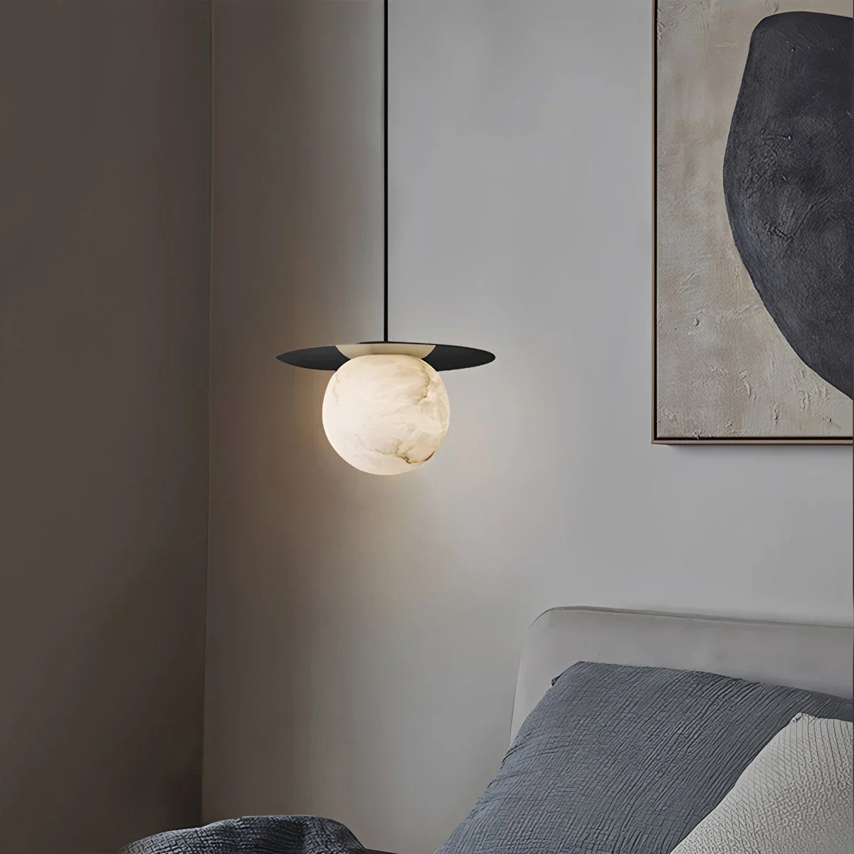 Feyran Luxury Spherical Natural Spanish Alabaster Pendant Light