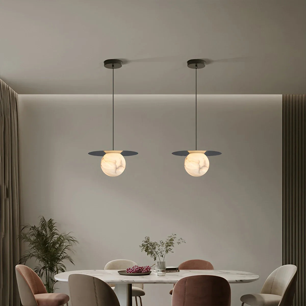 Feyran Luxury Spherical Natural Spanish Alabaster Pendant Light