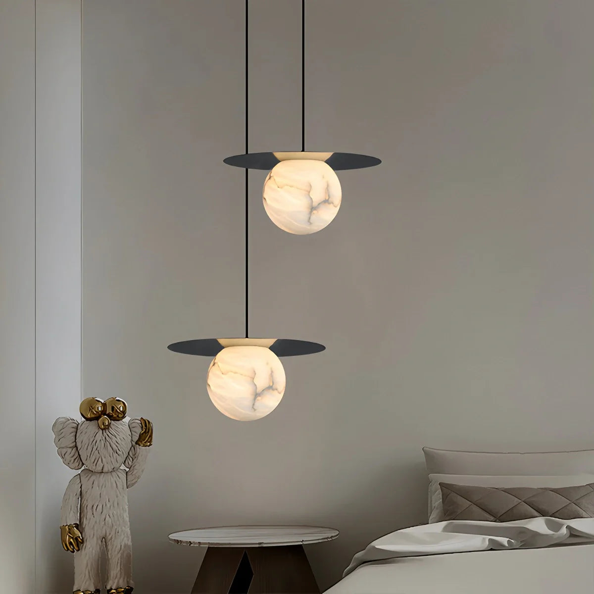 Feyran Luxury Spherical Natural Spanish Alabaster Pendant Light