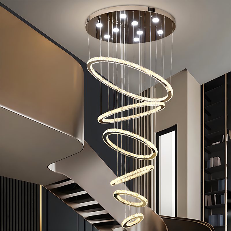 Feyran Luxurious Ring Layered Crystal Chandelier