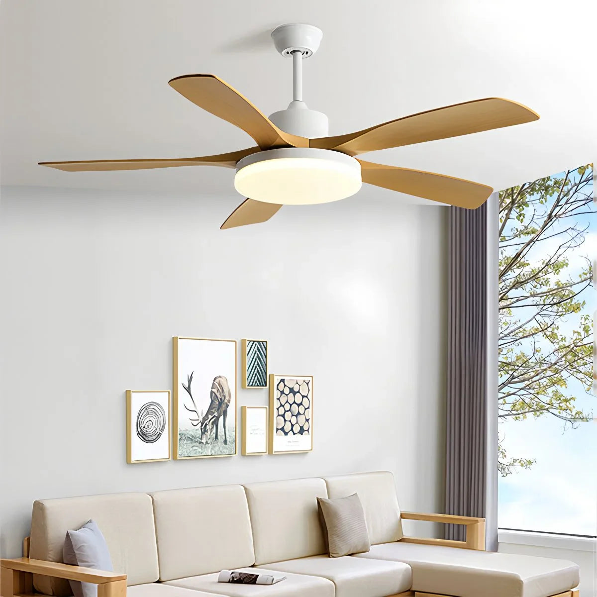 Feyran Living Room 6-Leaf Ceiling Fan Light