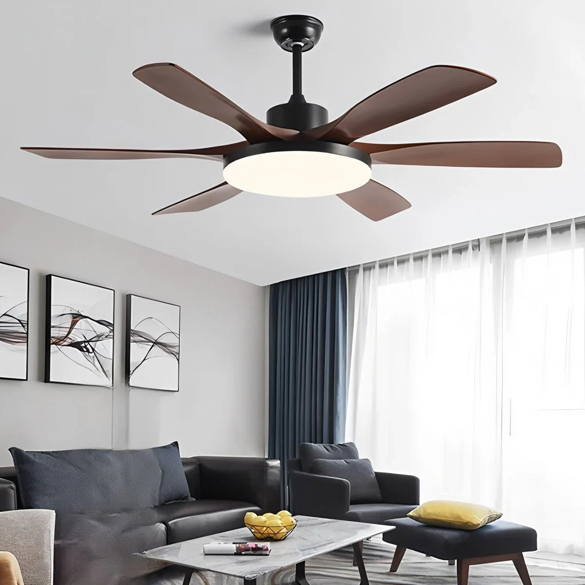 Feyran Living Room 6-Leaf Ceiling Fan Light