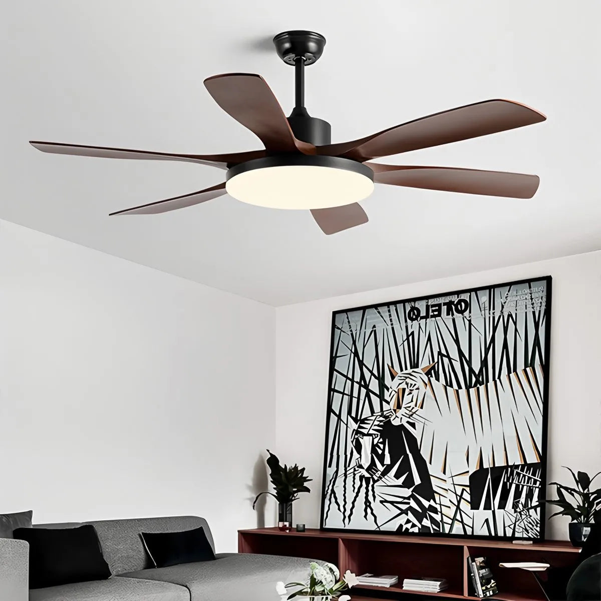 Feyran Living Room 6-Leaf Ceiling Fan Light