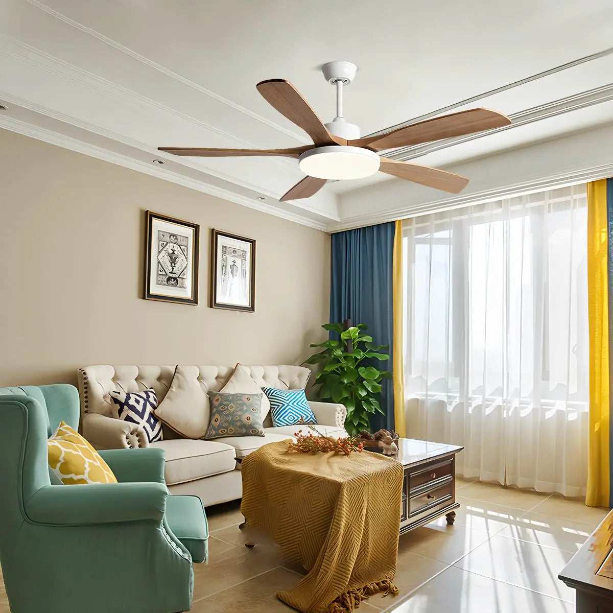 Feyran Living Room Minimalist Ceiling Fan with Light
