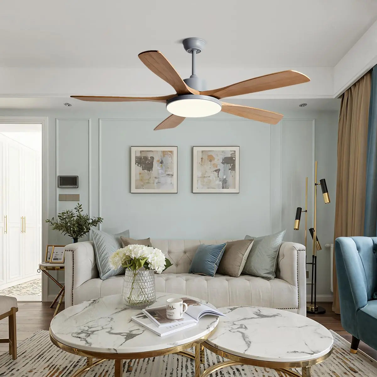 Feyran Living Room Minimalist Ceiling Fan with Light