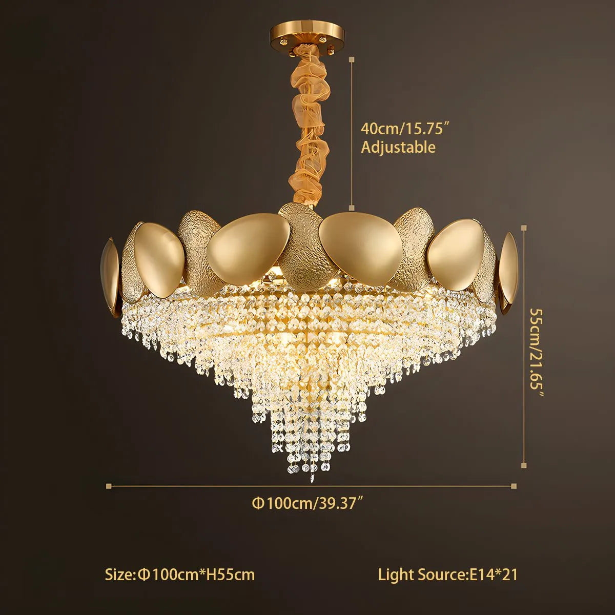 Feyran Luxurious Crystal Golden Chandelier