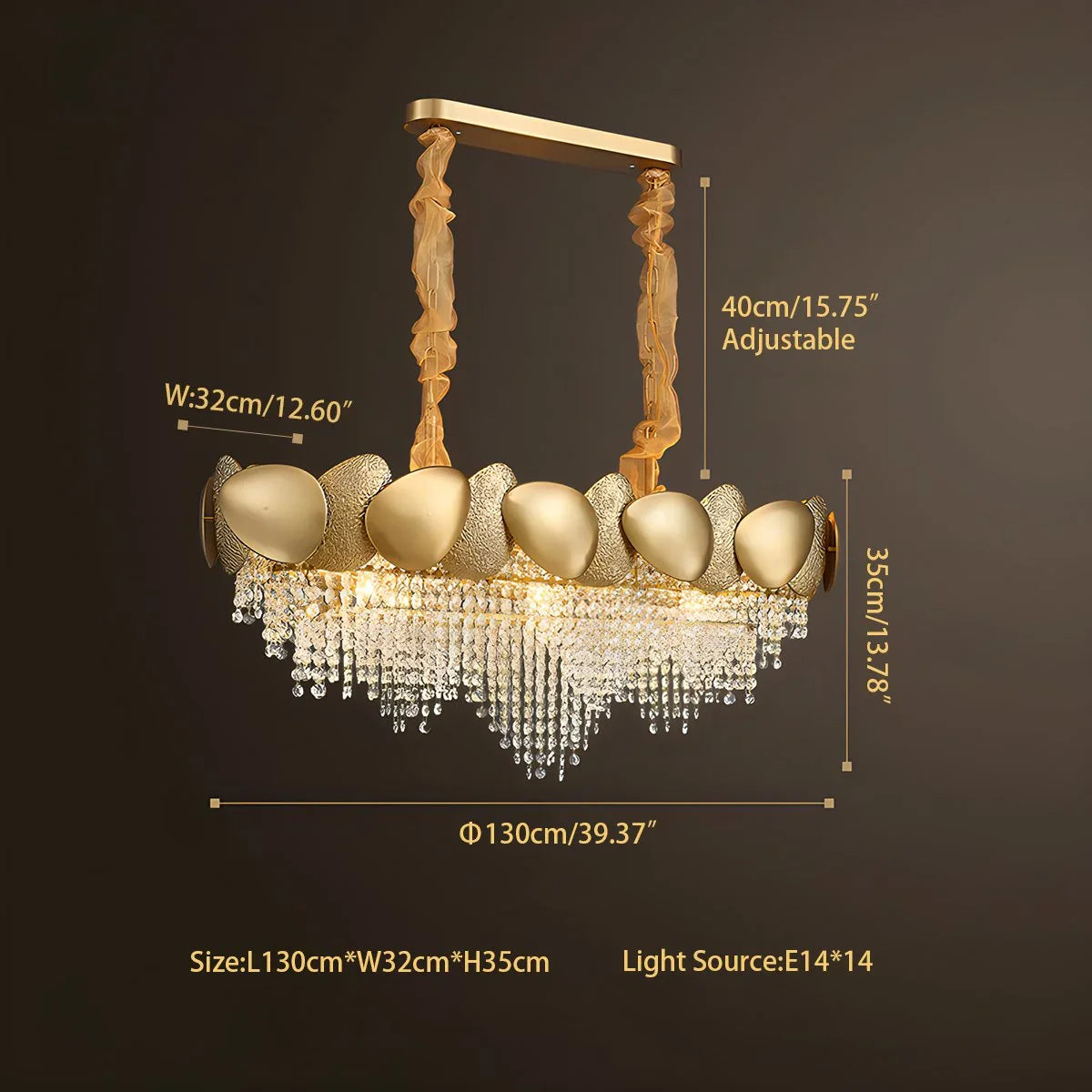 Feyran Luxurious Crystal Golden Chandelier