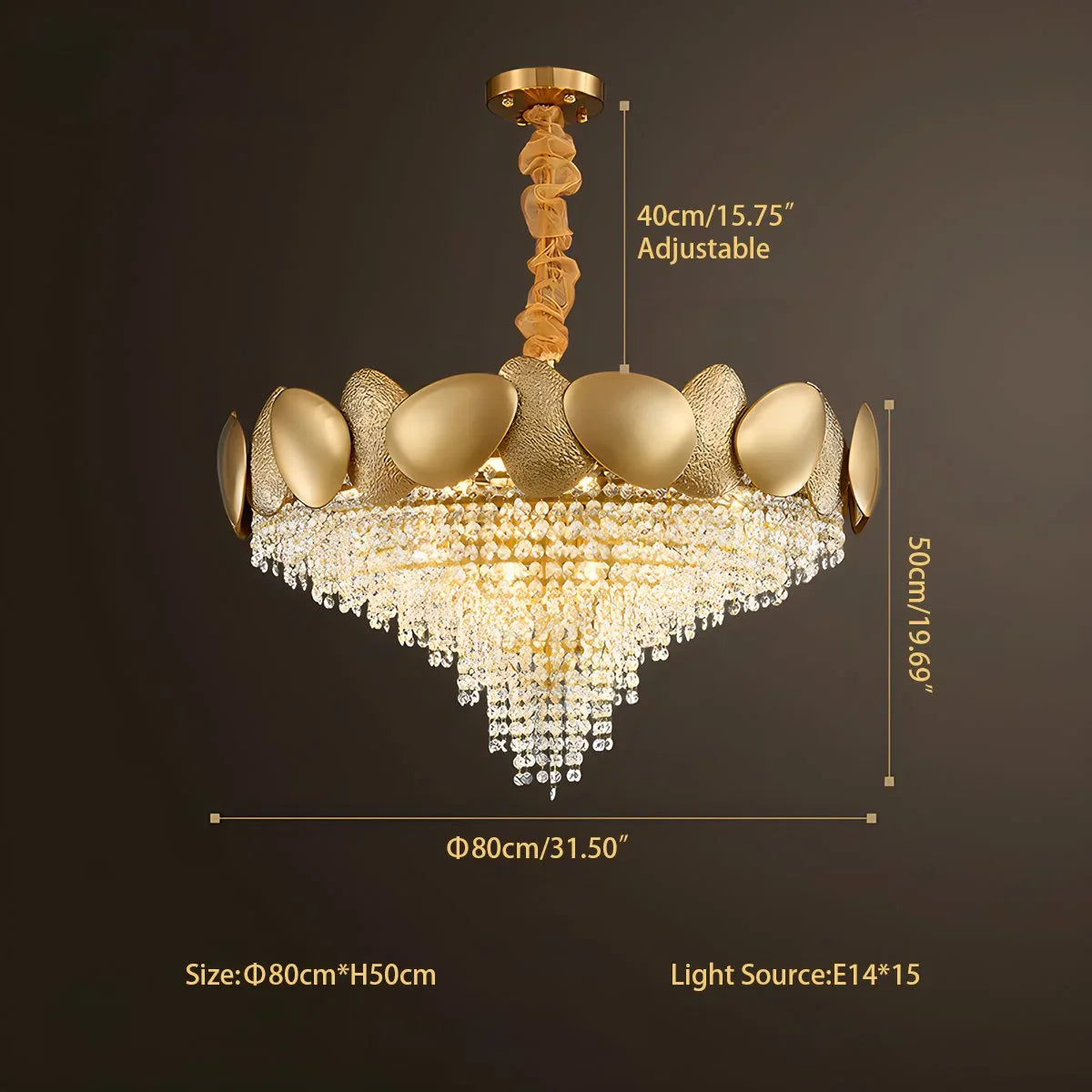 Feyran Luxurious Crystal Golden Chandelier