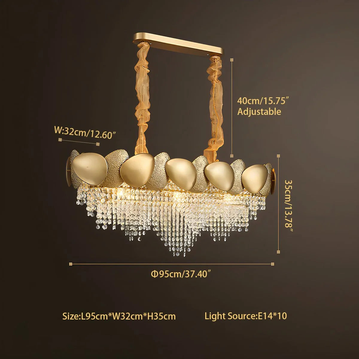 Feyran Luxurious Crystal Golden Chandelier