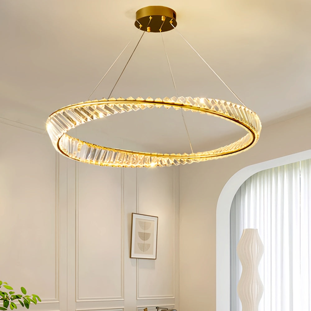 Feyran Modern Luxury Metal Glass Ring Chandelier