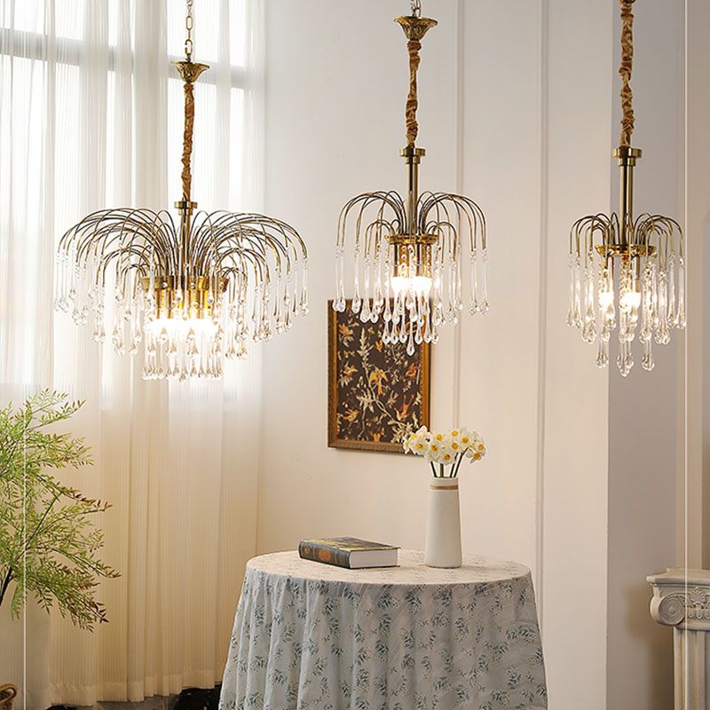 Feyran French Retro Water Drop Glass Chandelier
