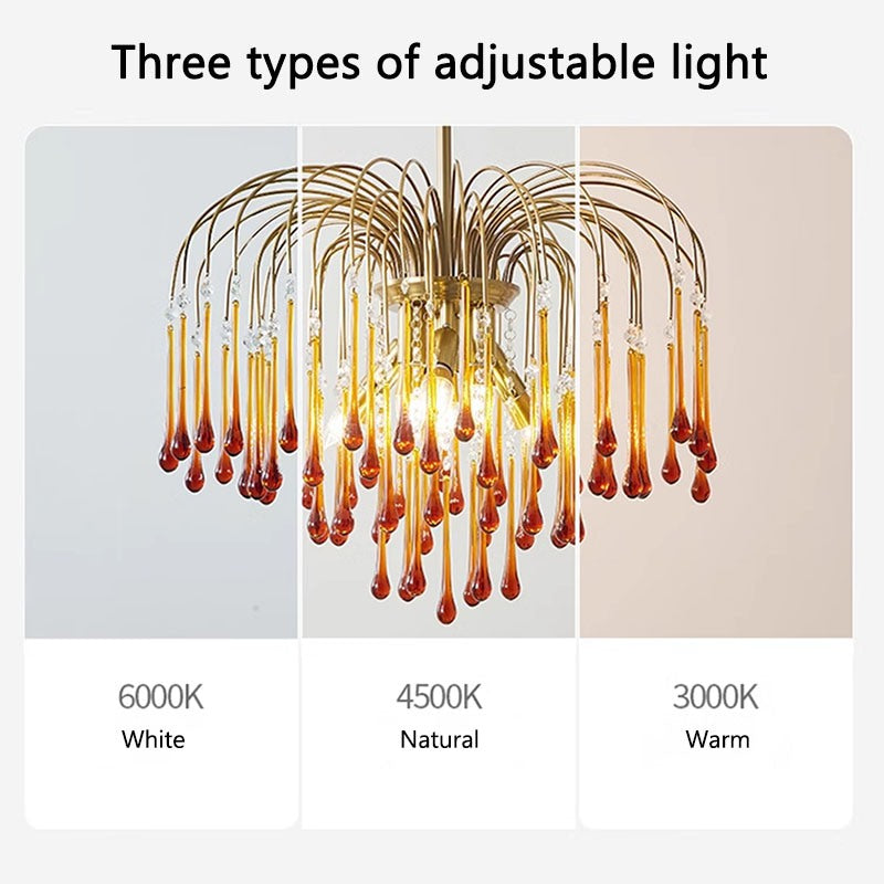 Feyran French Retro Water Drop Glass Chandelier