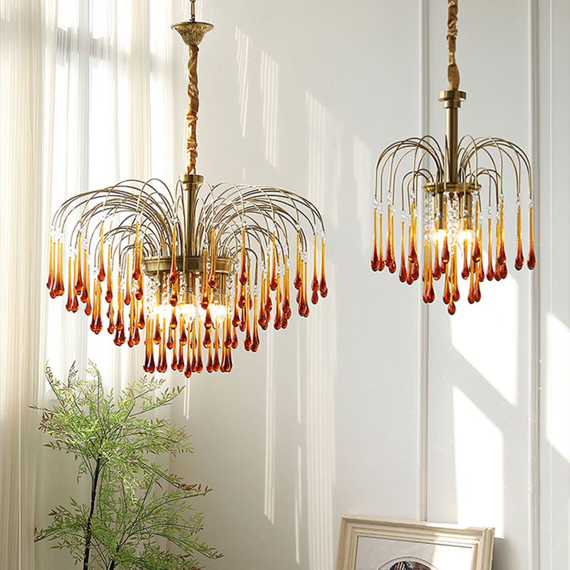 Feyran French Retro Water Drop Glass Chandelier