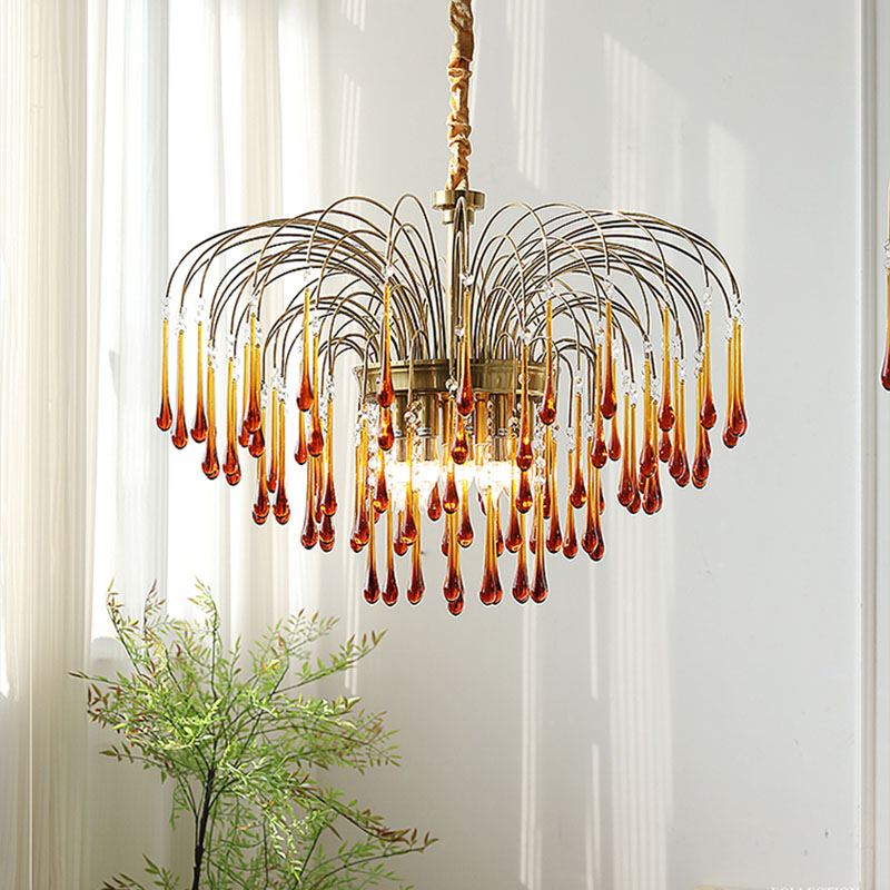 Feyran French Retro Water Drop Glass Chandelier