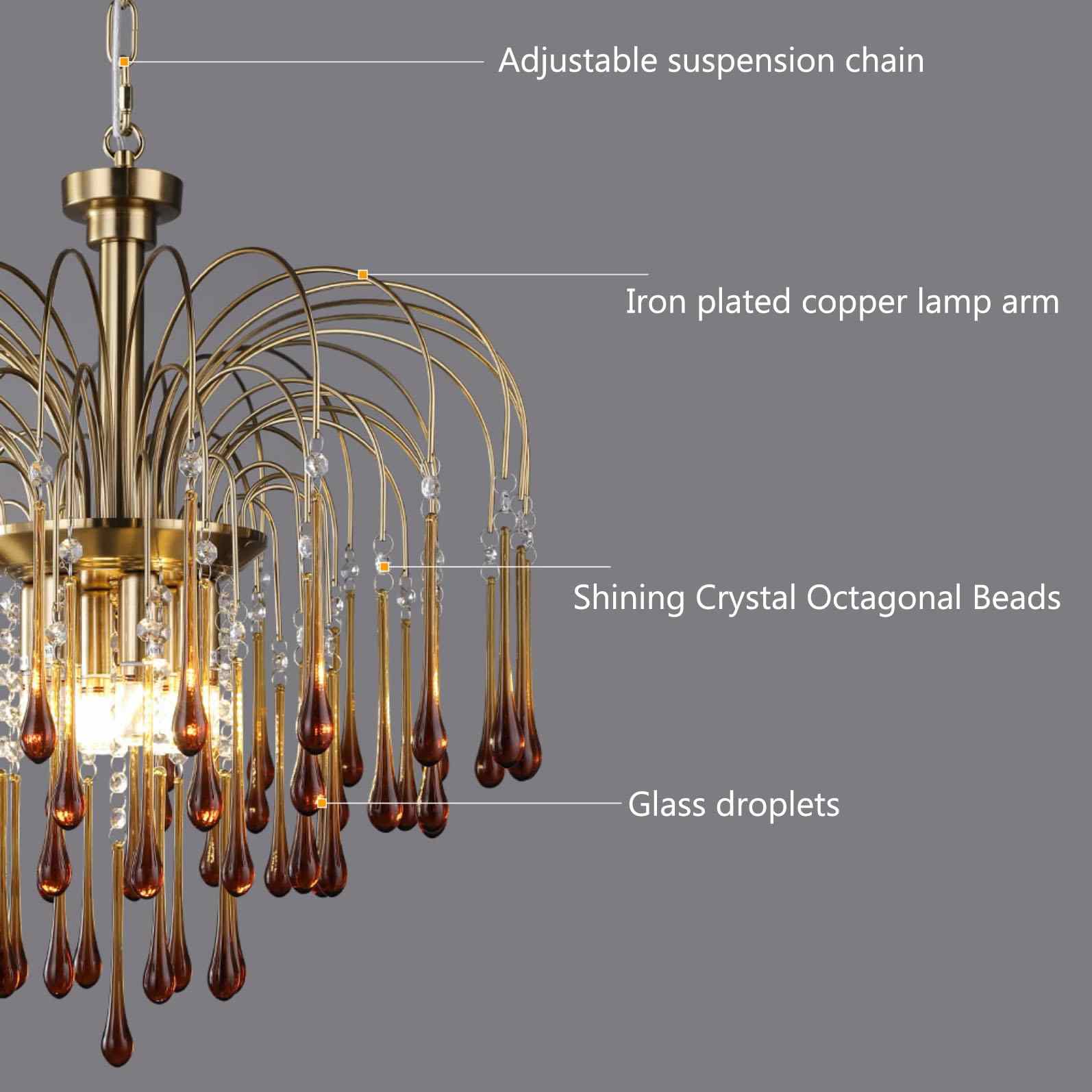 Feyran French Retro Water Drop Glass Chandelier