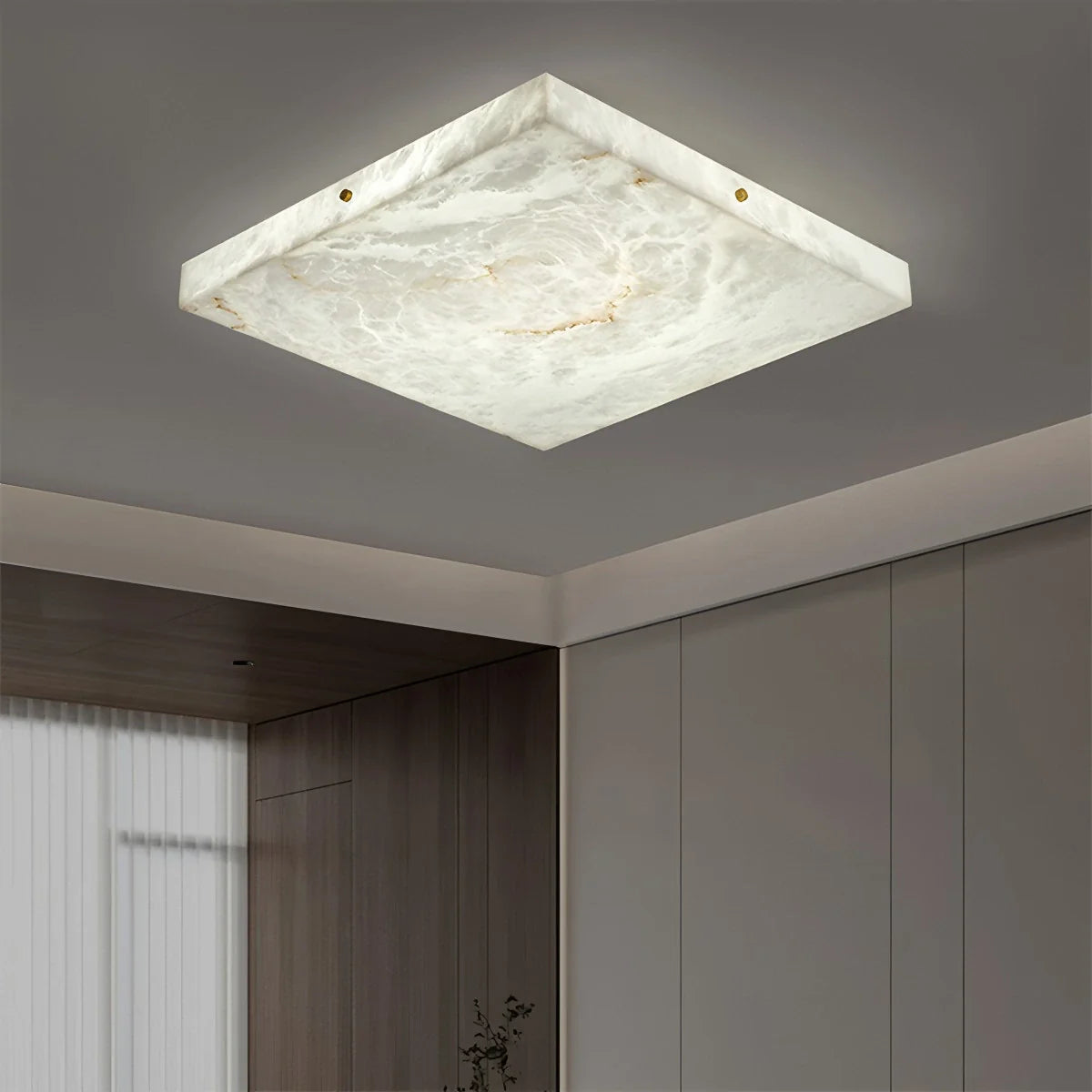 Feyran Minimalism Ultra Thin Square Spanish Alabaster Ceiling Light