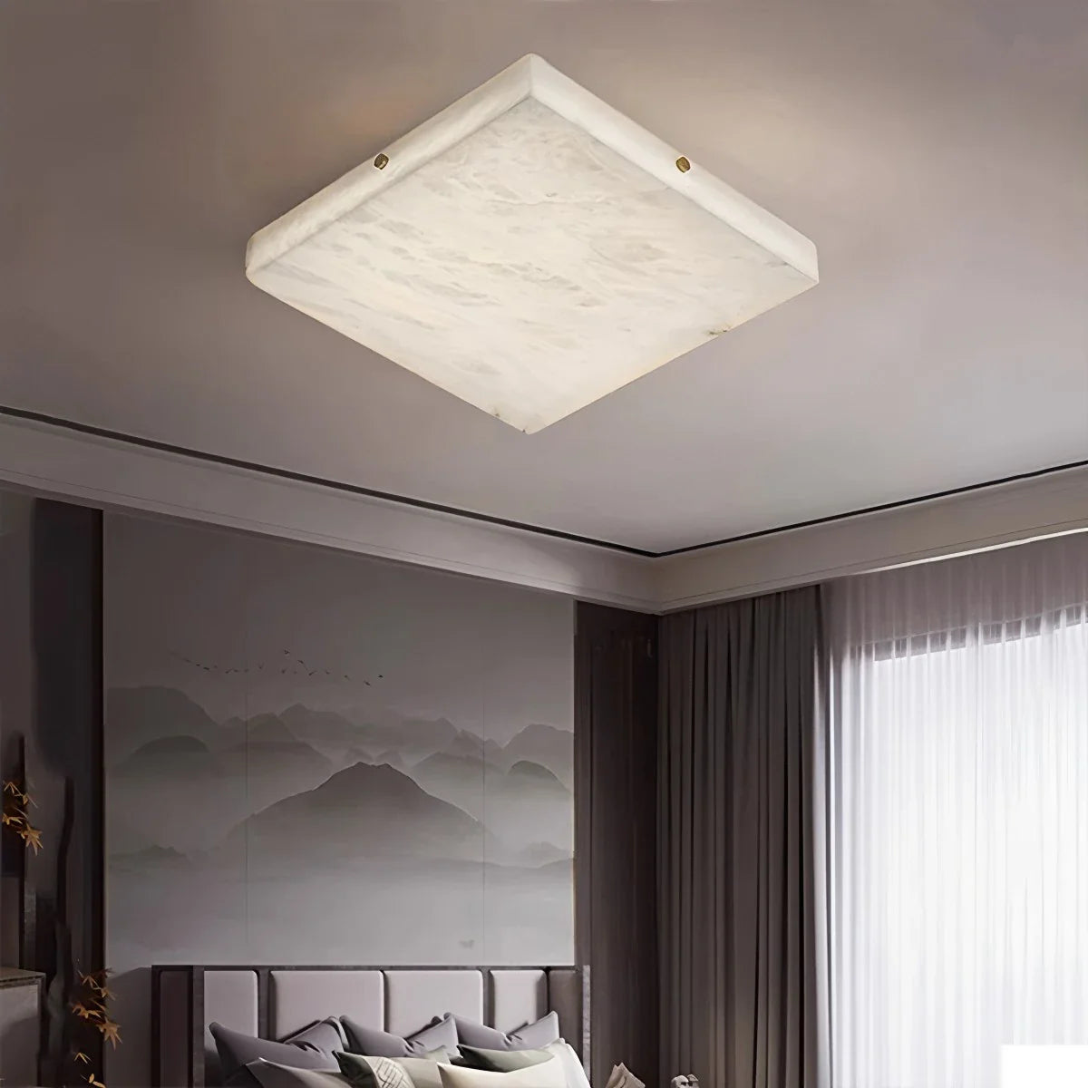 Feyran Minimalism Ultra Thin Square Spanish Alabaster Ceiling Light