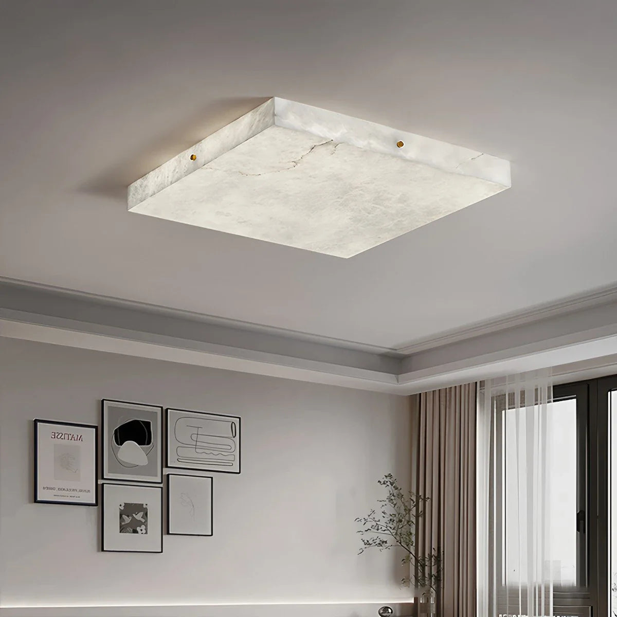Feyran Minimalism Ultra Thin Square Spanish Alabaster Ceiling Light