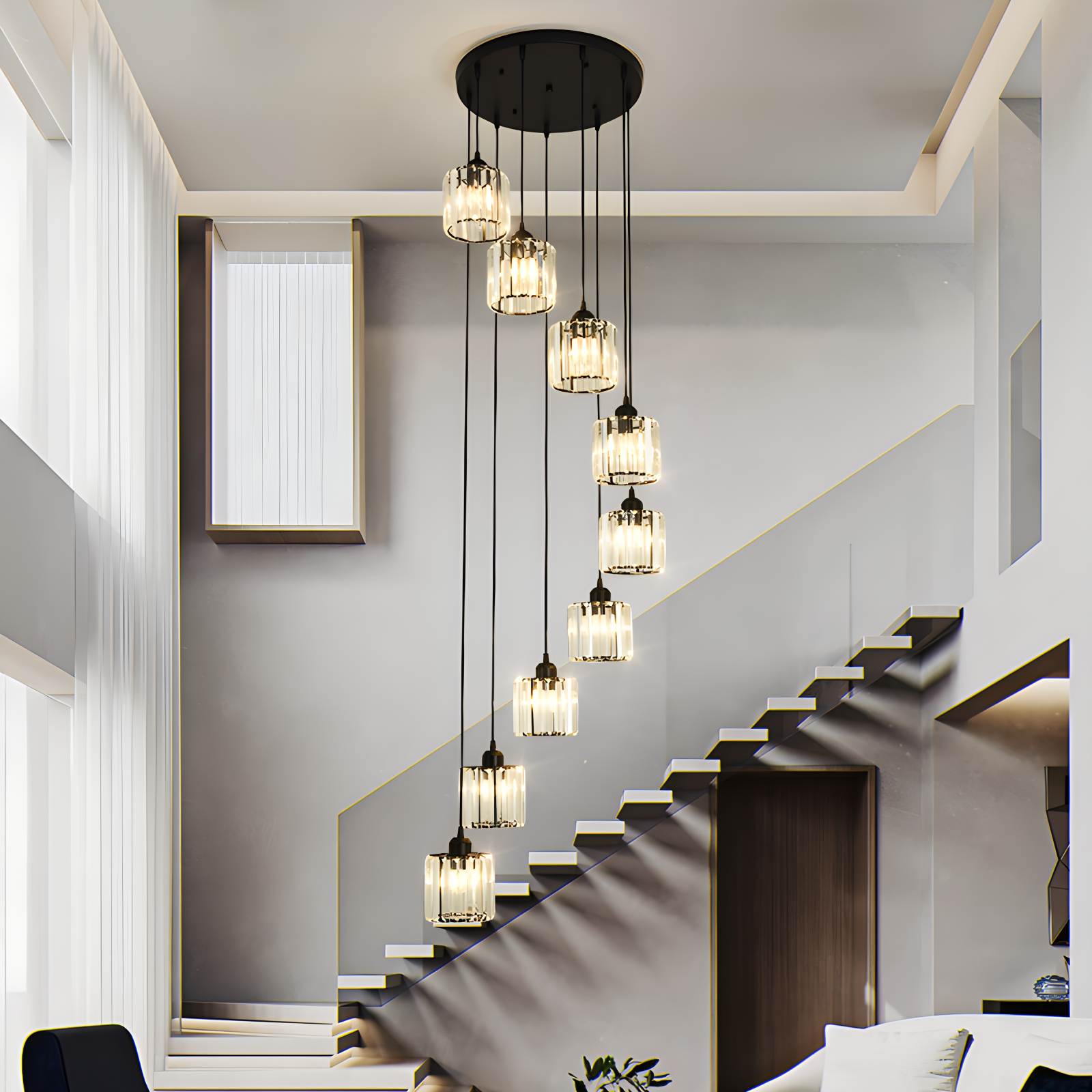 Feyran Kristy Modern Minimalist Glass Chandelier