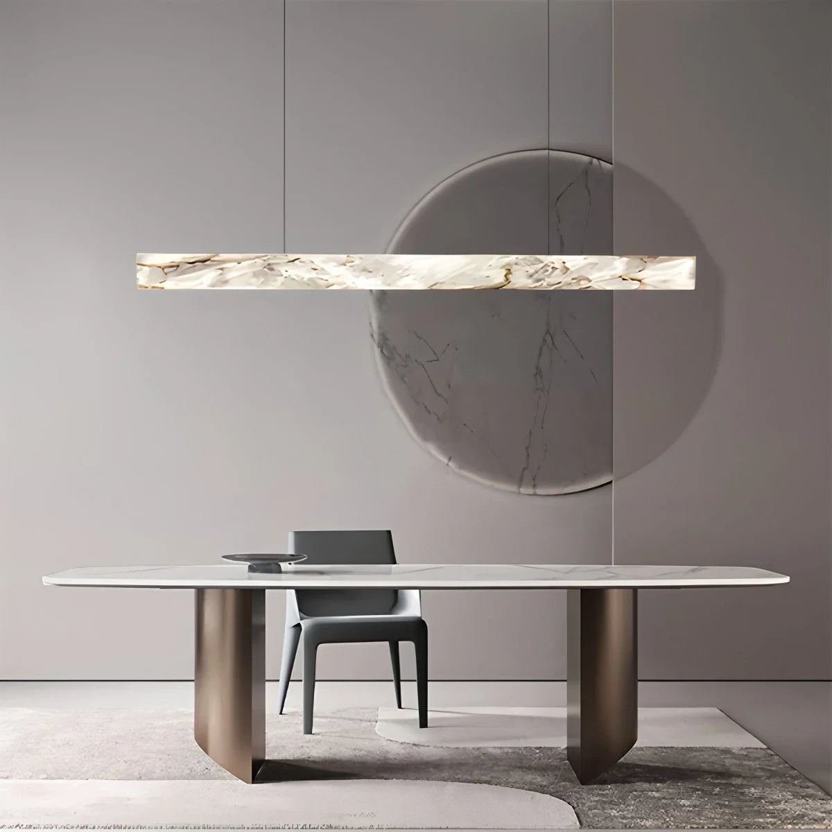 Feyran Minimalist Linear Spanish Alabaster Pendant Light