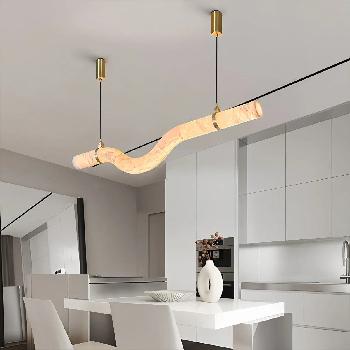 Feyran Minimalist Linear Spanish Alabaster Pendant Light