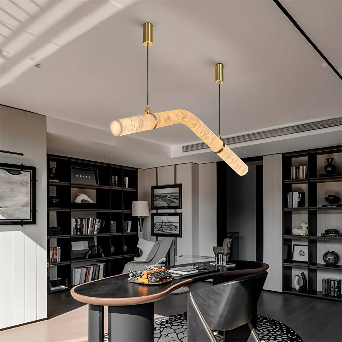 Feyran Minimalist Linear Spanish Alabaster Pendant Light