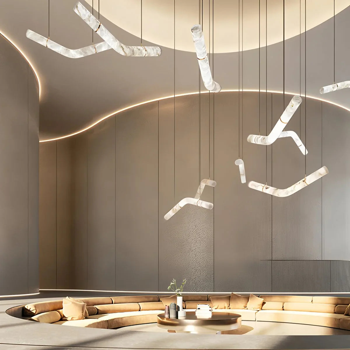 Feyran Minimalist Linear Spanish Alabaster Pendant Light