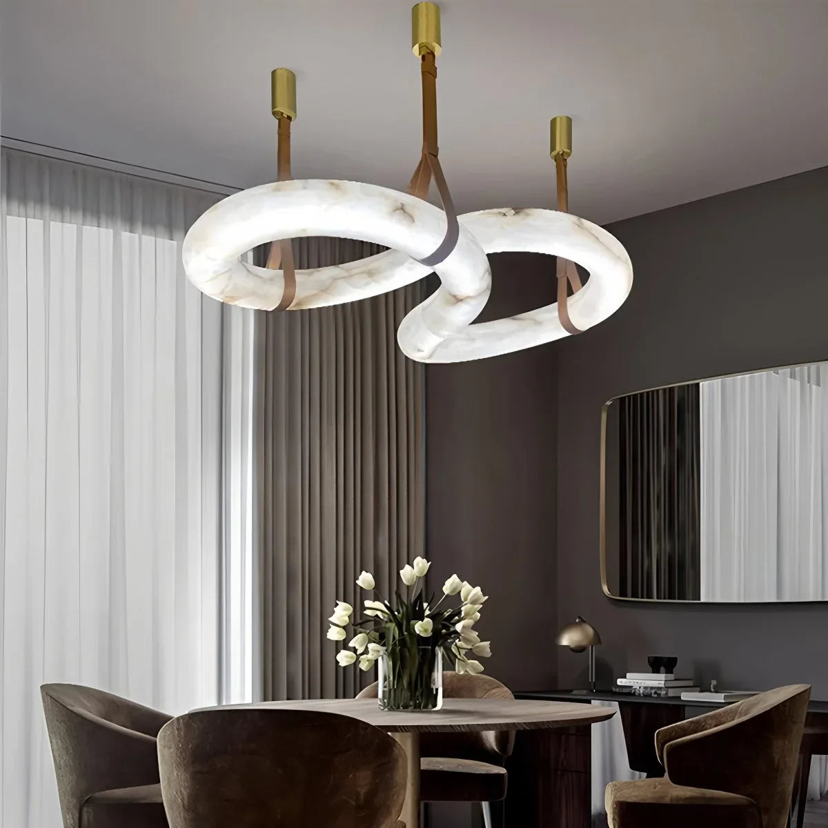 Feyran Minimalist Linear Spanish Alabaster Pendant Light