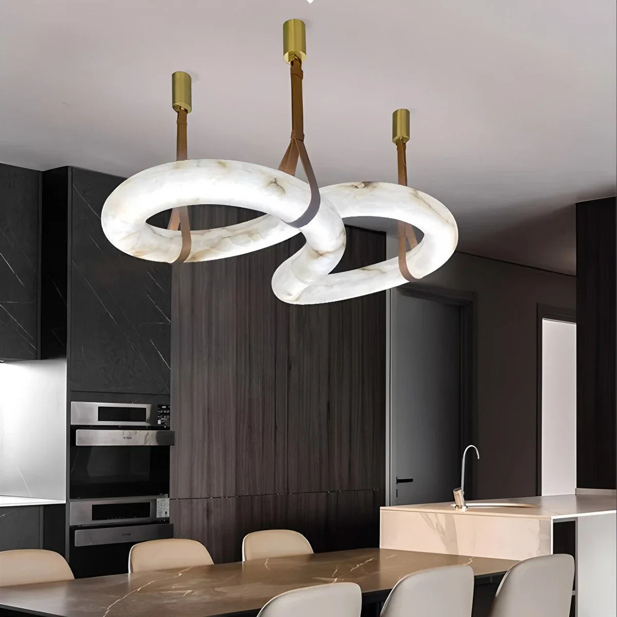 Feyran Minimalist Linear Spanish Alabaster Pendant Light