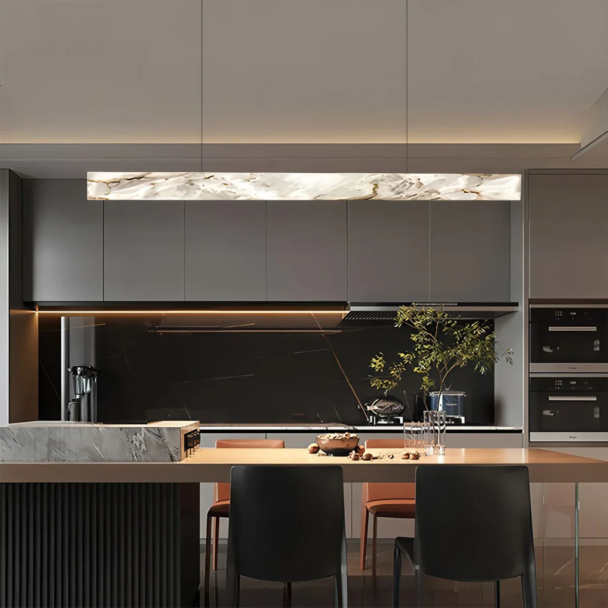 Feyran Minimalist Linear Spanish Alabaster Pendant Light