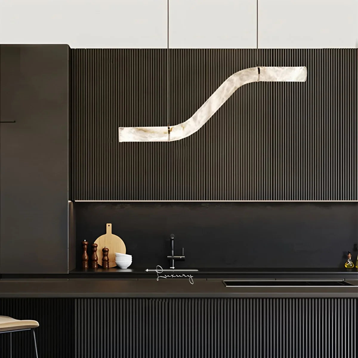 Feyran Minimalist Linear Spanish Alabaster Pendant Light