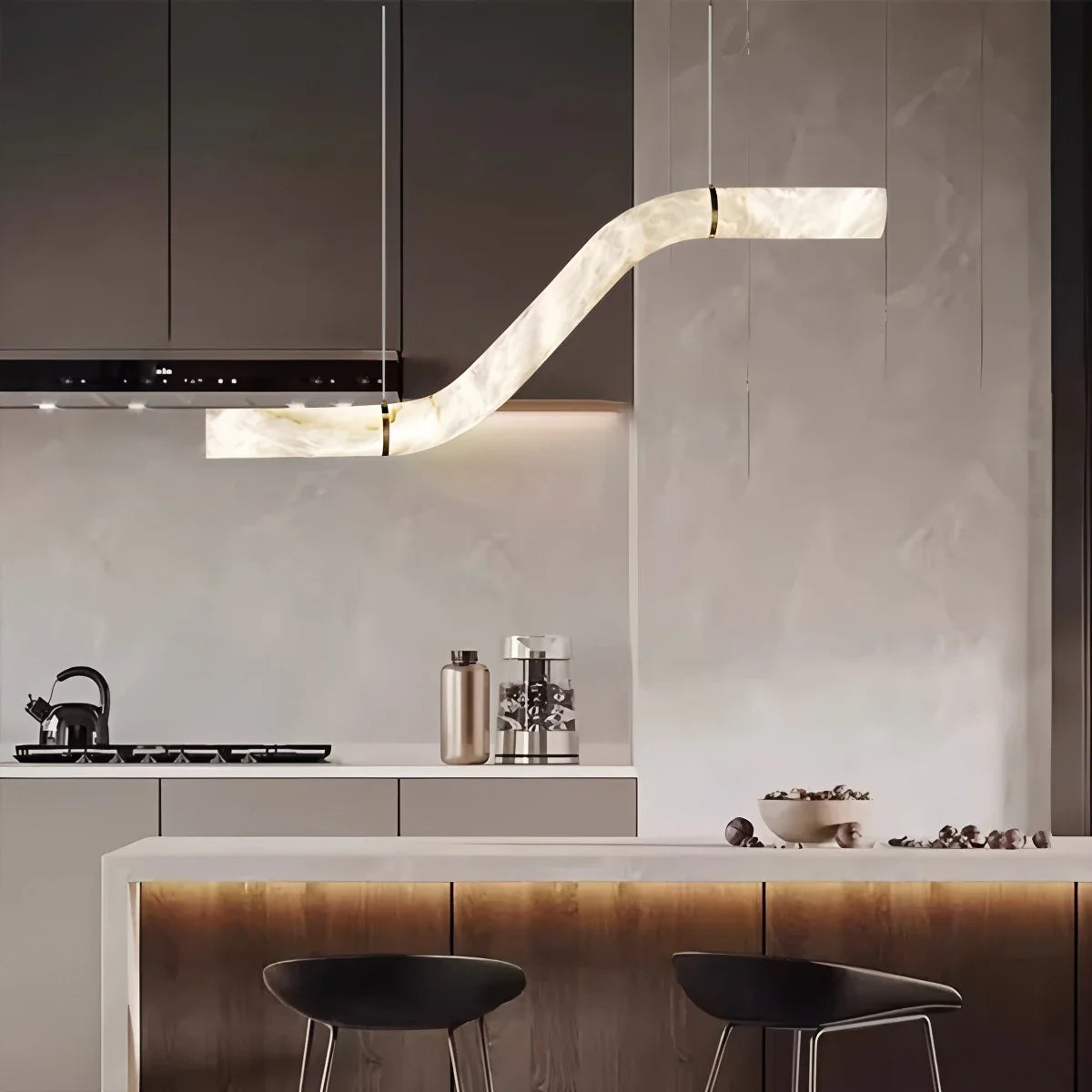 Feyran Minimalist Linear Spanish Alabaster Pendant Light