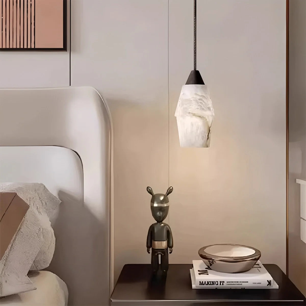 Feyran Natural Spanish Alabaster Pendant Light for Kitchen Island