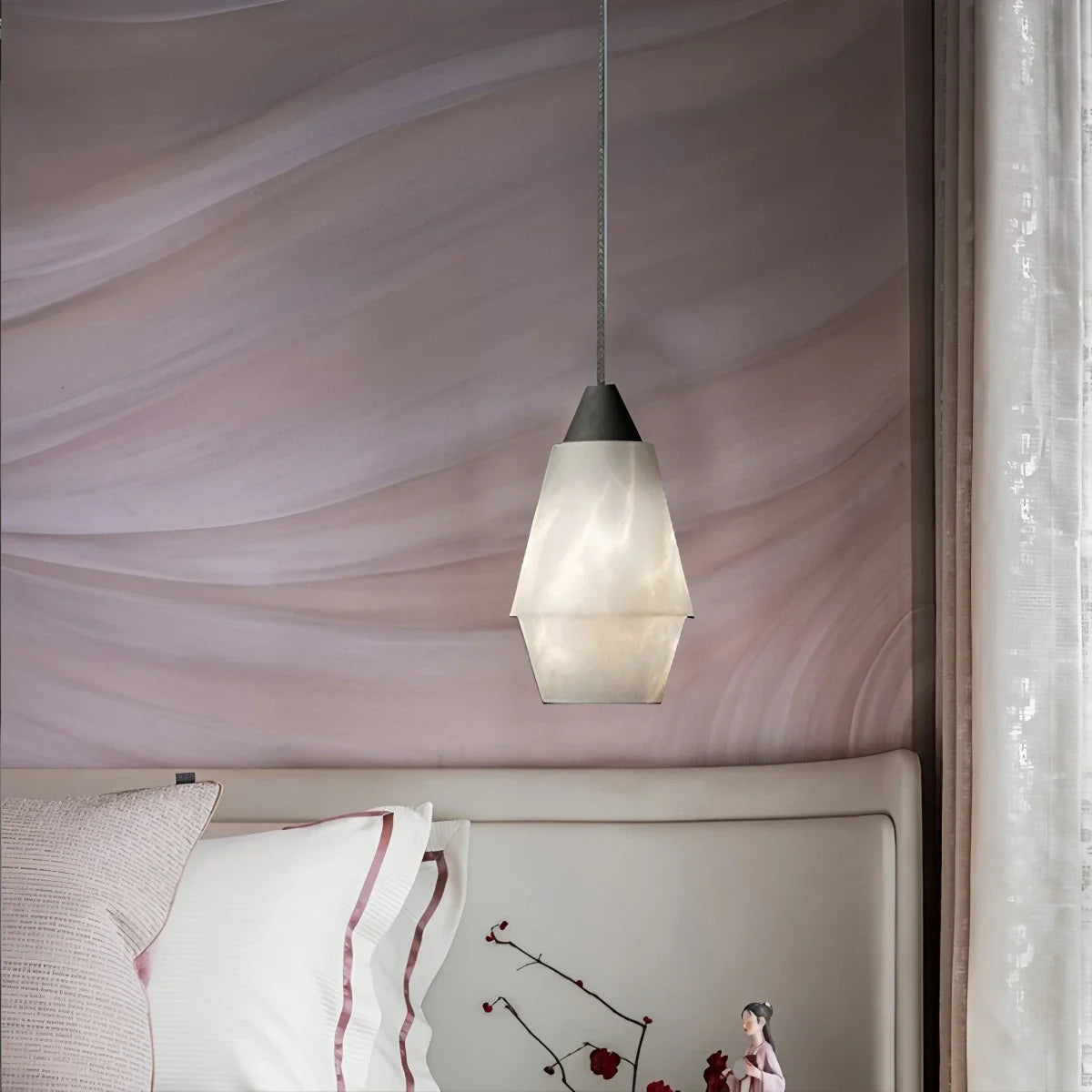 Feyran Natural Spanish Alabaster Pendant Light for Kitchen Island