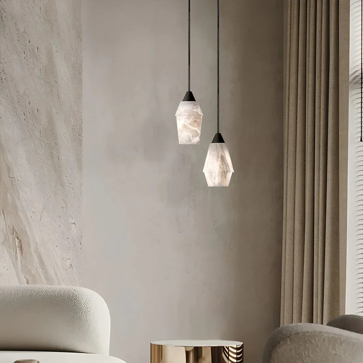 Feyran Natural Spanish Alabaster Pendant Light for Kitchen Island
