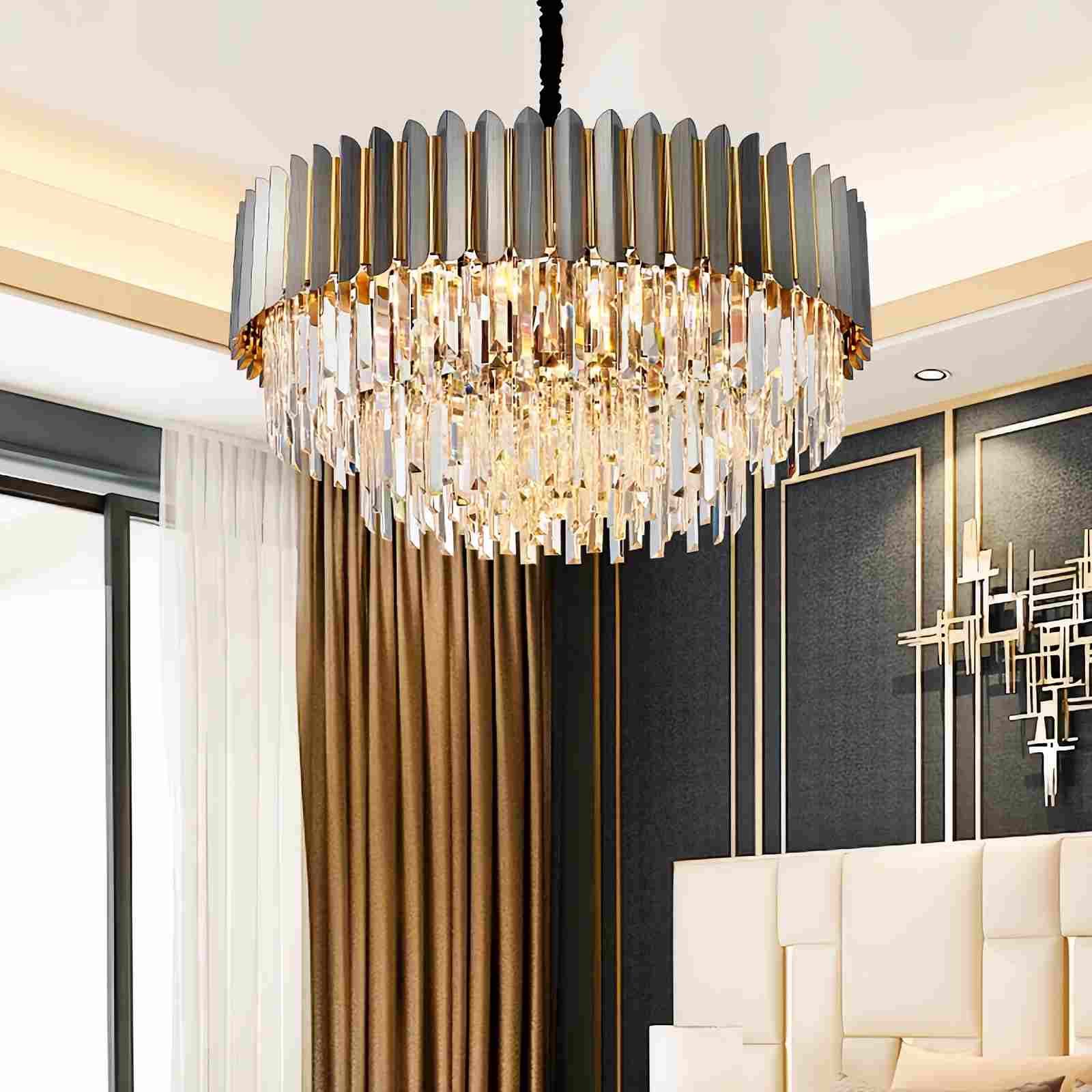 Feyran Modern Black Gold Luxury Crystal Chandelier