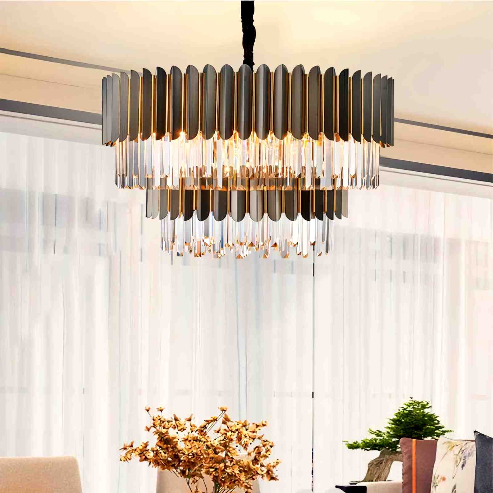 Feyran Modern Black Gold Luxury Crystal Chandelier