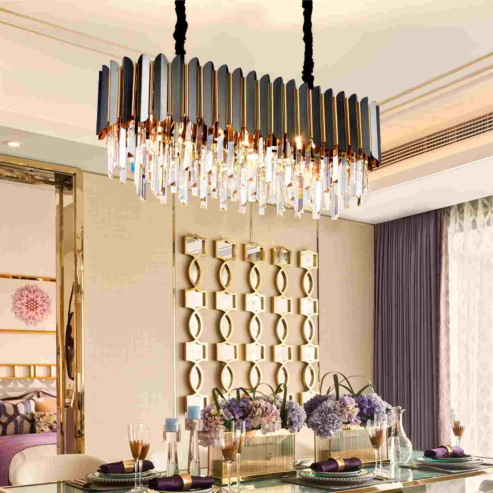 Feyran Modern Black Gold Luxury Crystal Chandelier