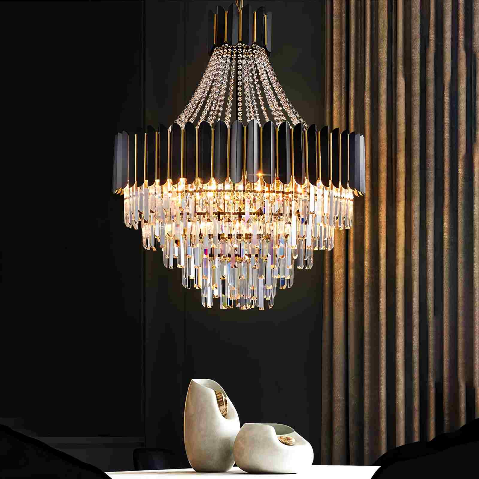 Feyran Modern Black Gold Luxury Crystal Chandelier