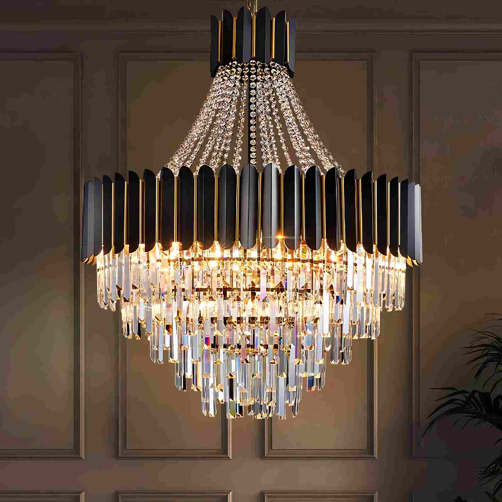 Feyran Modern Black Gold Luxury Crystal Chandelier