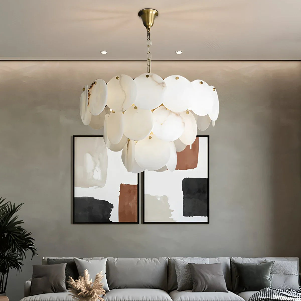 Feyran Modern Round Shell Spanish Alabaster Chandelier