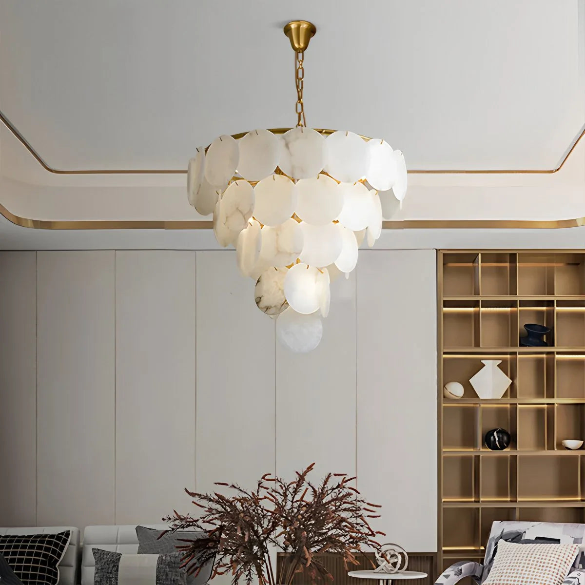 Feyran Modern Round Shell Spanish Alabaster Chandelier
