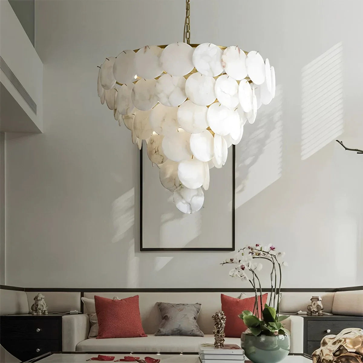 Feyran Modern Round Shell Spanish Alabaster Chandelier