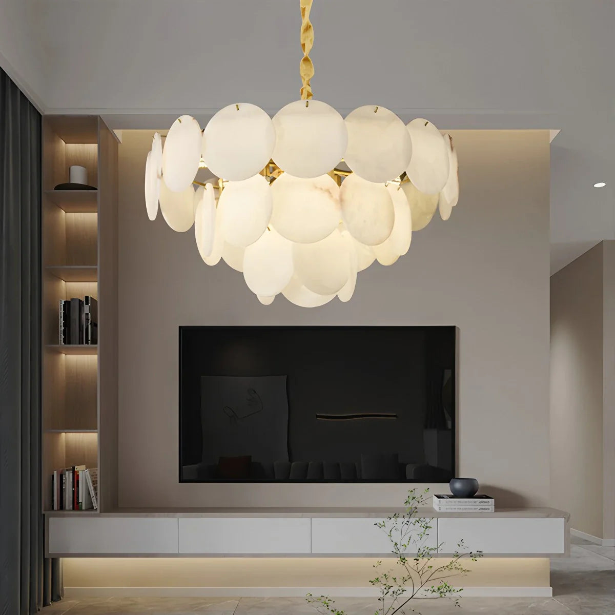 Feyran Modern Round Shell Spanish Alabaster Chandelier