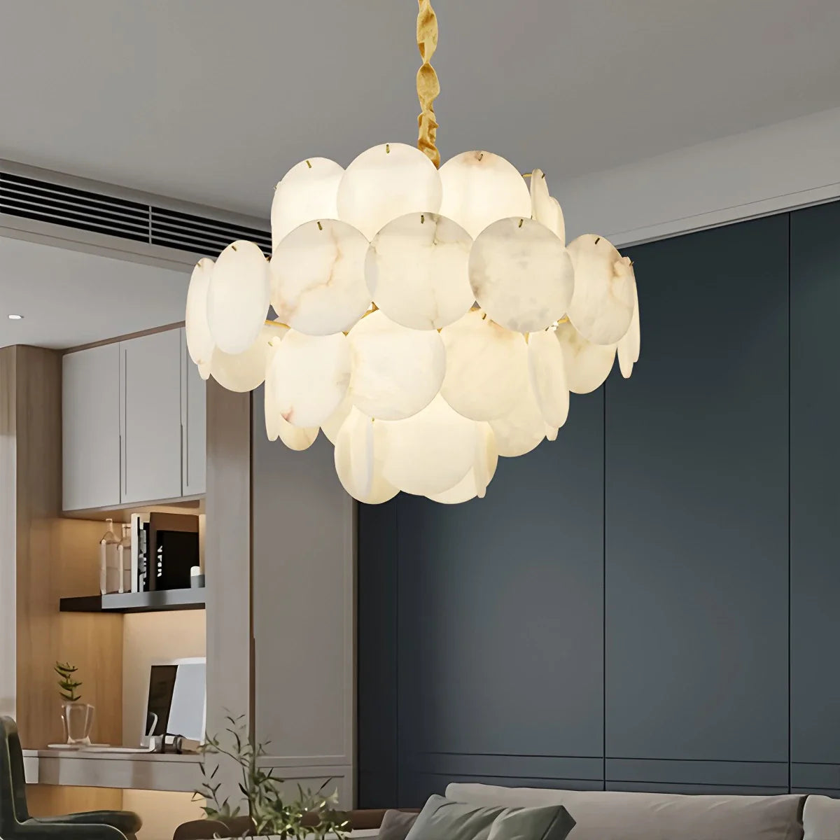 Feyran Modern Round Shell Spanish Alabaster Chandelier