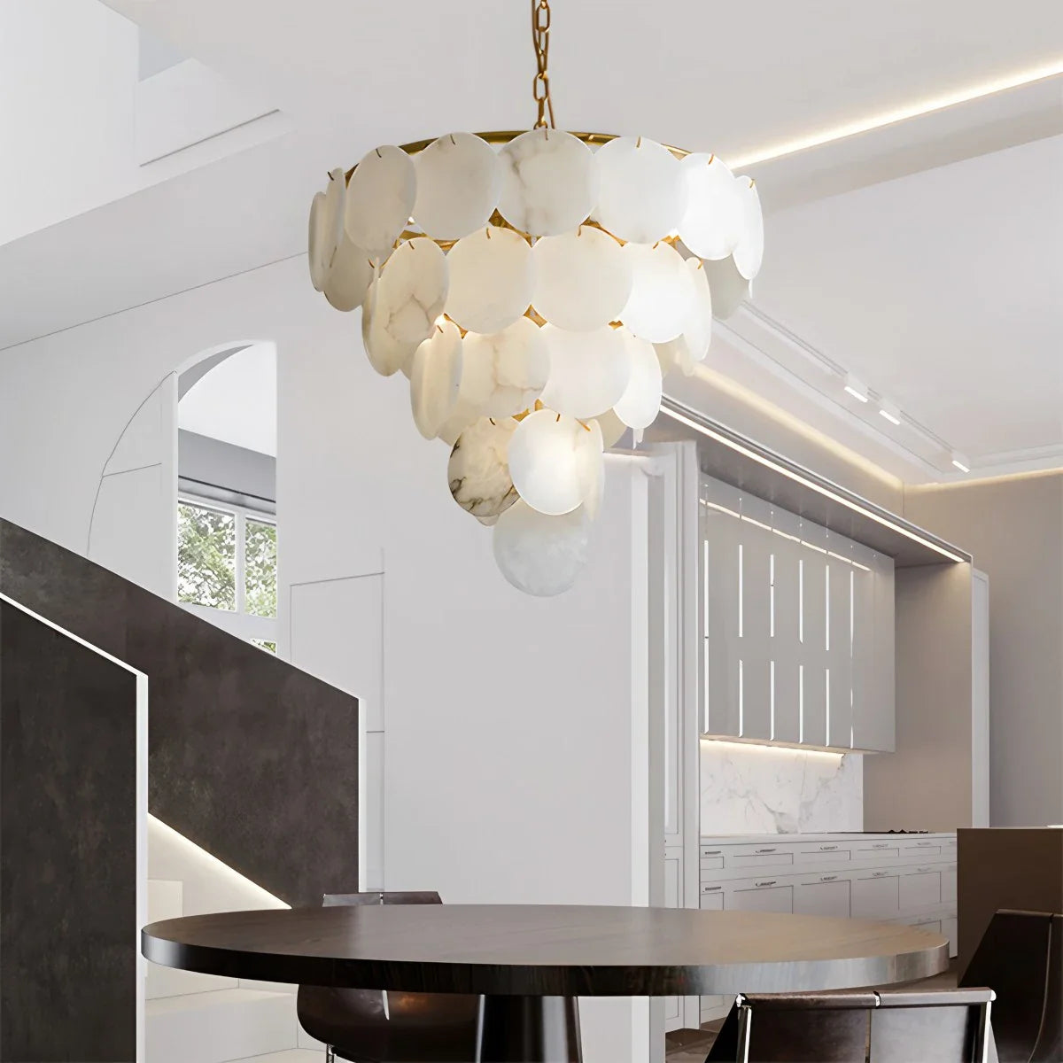 Feyran Modern Round Shell Spanish Alabaster Chandelier